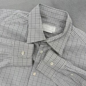 Vintage Prada Milano Mens Grey White Micro Check Button Down Shirt Sz‎ 33/ 15.5